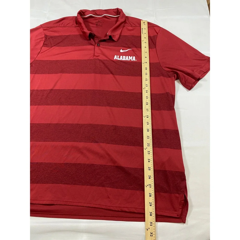 Nike Alabama Crimson Tide Dri-FIT Striped Polo Shirt Mens 3XL Red Short Sleeve